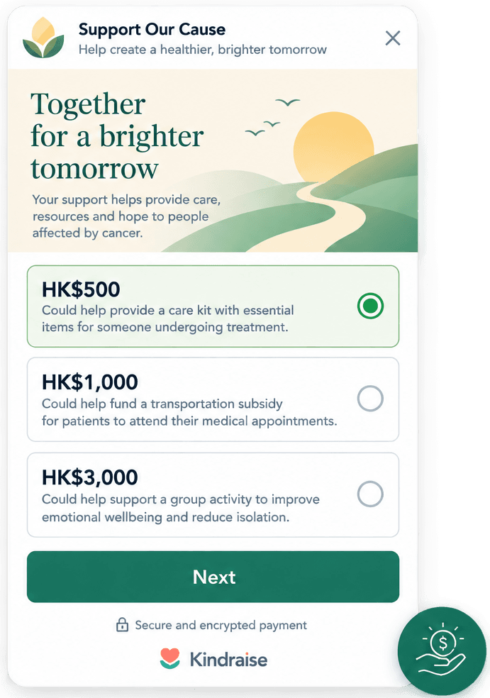 KindRaise donation widget in English